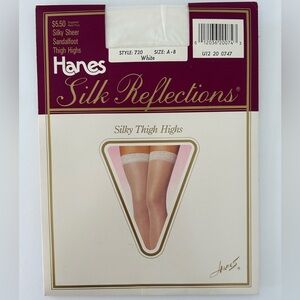 Vintage (1990) Hanes Silky Thigh Highs (Size: A - B) in White - NIP/NWT